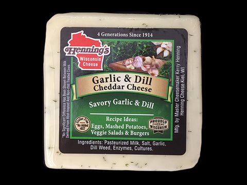 Henning's Garlic & Dill Cheddar Cheese Block, 8 oz.