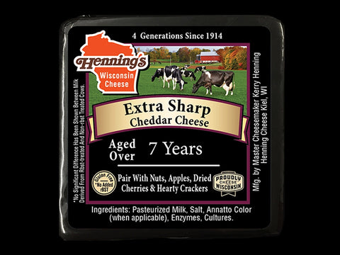 Henning's 7 Year Extra Sharp Cheddar Cheese Block, 7 oz.