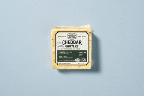 Wood River Creamery Smoked Cracked Peppercorn Cheddar Gruyere Block, 8 oz.