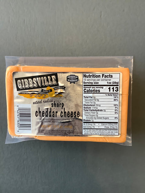 Gibbsville Sharp Cheddar Rindless 15.5 oz